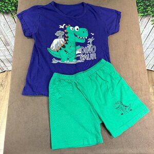 Dinosaur Design Purple Green Pajamas Boys Short Set Size 4-5 (SKU: 141B)